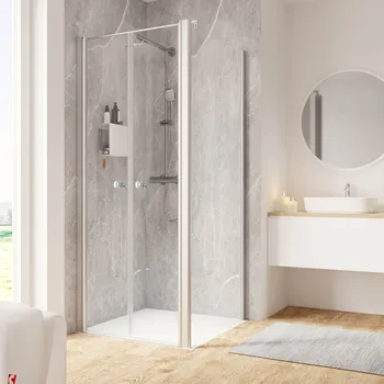 900x900 mm, 2000 mm, Alu argenté, Transparent anticalcaire