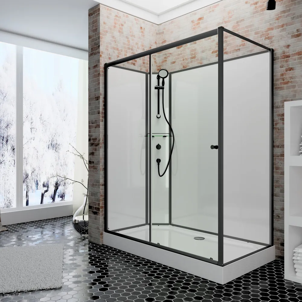 1200x800 mm, 2040 mm, Noir mat, Transparent