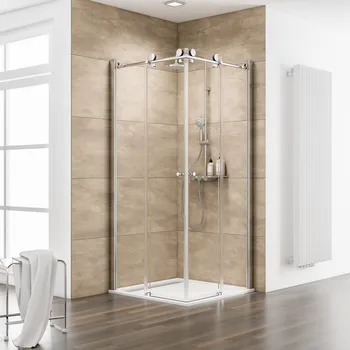 900x900 mm, 2000 mm, Aspect chromé, Transparent