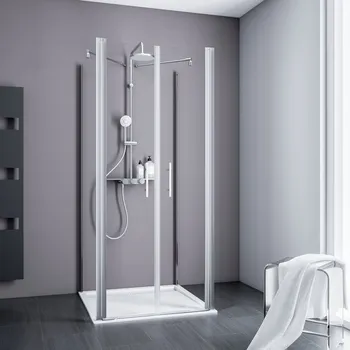 800x800 mm, 1920 mm, Aspect chromé, Transparent anticalcaire