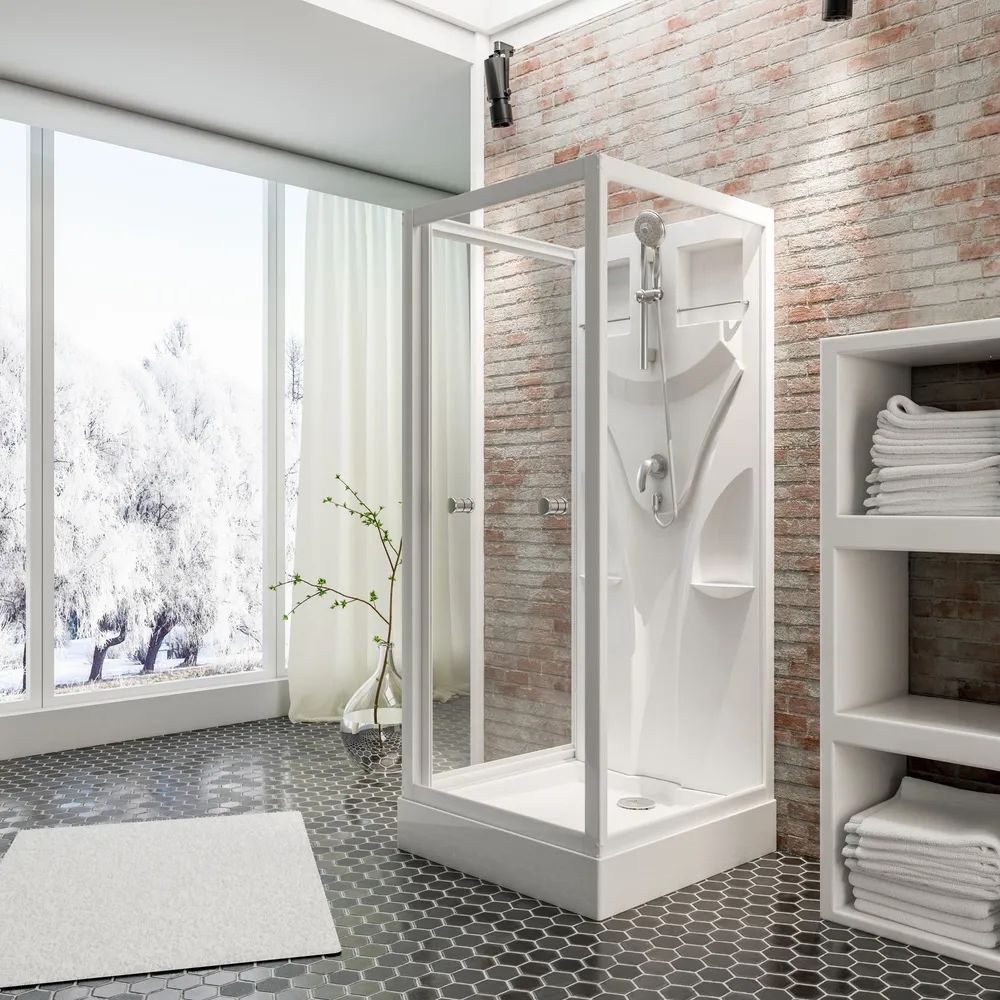 800x800 mm, 1900 mm, Blanc, Transparent