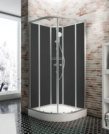 890x890 mm, 2020 mm, Alu argenté, Transparent