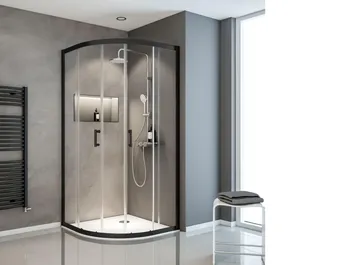 900x900 mm, 1900 mm, Noir mat, Transparent