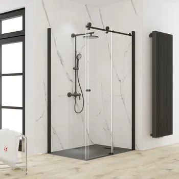 1000x800 mm, 2000 mm, Noir mat, Transparent anticalcaire