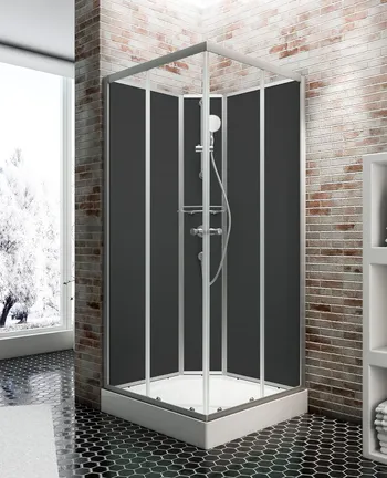 890x890 mm, 2020 mm, Alu argenté, Transparent